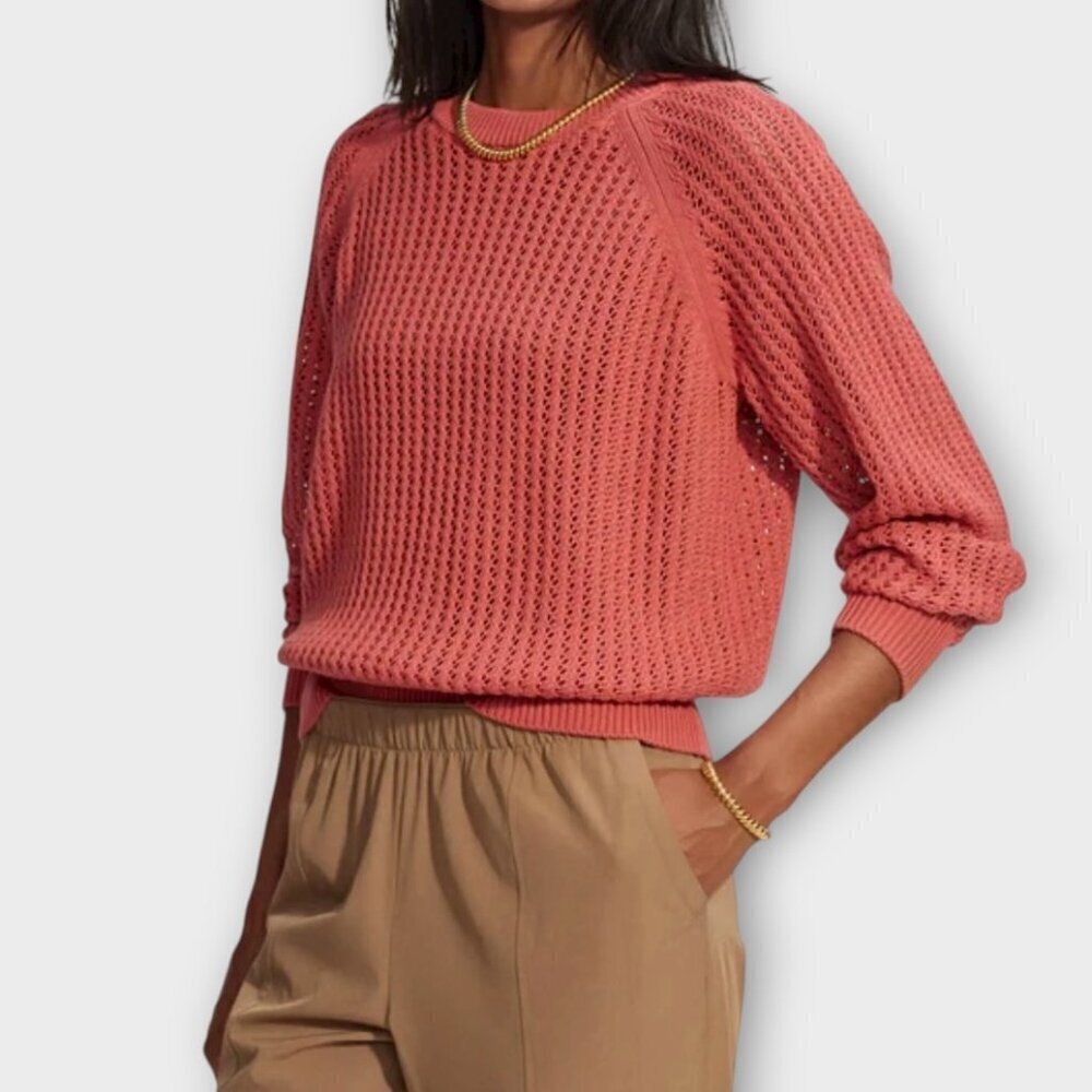 Anthropologie Varley Clay Open Knit Sweater Mineral Red